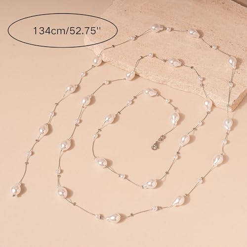 Pearls Necklaces for Women-18K Gold Plated Layered Gold Pearl Necklaces Dainty White Pearls Choker Necklace Chain Pearl Necklace for Women Elegant Valentines Gifts - color: Silver Pearl-1