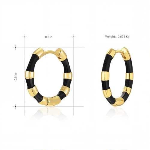 Milan Chiva 14K Gold Plated Small Huggie Dangle Earrings | Lightweight Trendy Heart Dainty Jewelry Hypoallergenic Chunky Gold Hoops Earrings Jewelry Mothers Day Gift for Women - color: E-Black