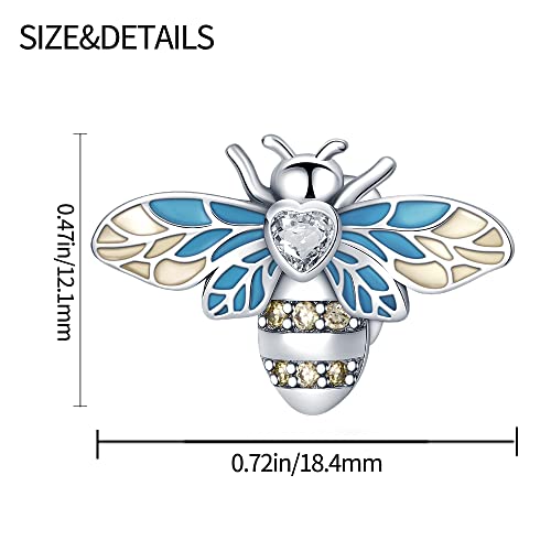 Pandach 925 Sterling Silver Charms for Bracelet&Necklace Dangle Pendant Bead with 5A Cubic Zirconia Stones,Jewelry Beads Gifts for Women - style: Little Bee Charm
