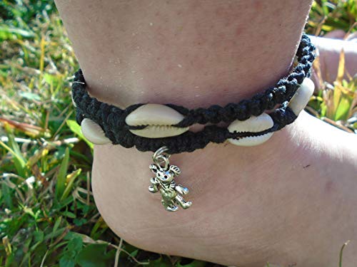 Shell Hemp Anklet - color: Black