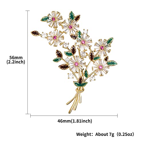 Brooches for Women, Shiny Cubic Zirconia Brooch Pins for Women Fashion Brooch Pin Broach Jewelry Gift - color: Daisy