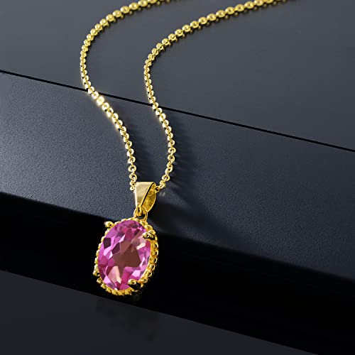 Gem Stone King 11X9MM Oval Gemstone Birthstone Pendant Necklace | 925 Sterling Silver | Solitaire Necklace For Women | With 18 Inch Chain | Fine Jewelry Gifts for Mom Women Wife Her - color: Pink Mystic Topaz