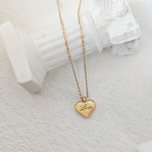 Zeffy Dainty Gold Heart Necklace for Women Trendy 14K Gold/Silver Plate Cute Heart Pendant Choker Necklaces Gold Love Heart Chain Necklace for Women Dainty Gold Jewelry Gifts for Women - style: LOVE Heart Necklace-Gold