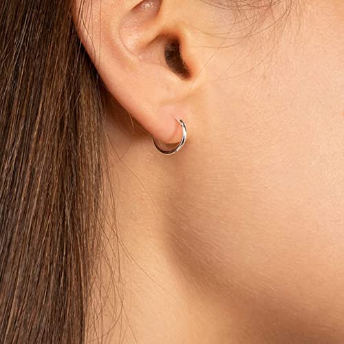 EPIRORA Silver Hoop Earrings- Cartilage Endless Small Hoop Earrings Set for Women Men, 3 Pairs of Hypoallergenic 925 Sterling Silver Tragus Earrings Nose Lip Rings - color: 3 Pairs(10/12/14mm)