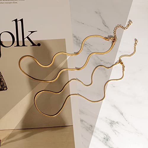 Tewiky Layered Necklaces for Women 14k Gold Plated Chain Necklace Set | Chunky Herringbone/Snake/Rope/Box/Cuban Link Chain for Women, Layering Stack Choker Necklace, Dainty Jewelry Set Non Tarnish - color: Layered Herringbone Gold