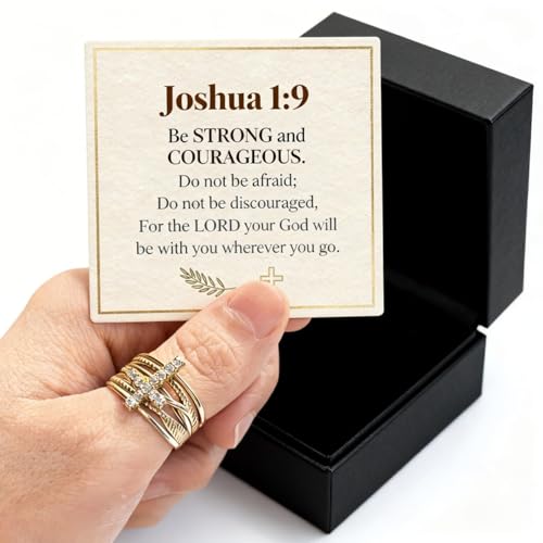 Cross Rings For Women, Faith Christian Blessed Hope Love Encouragement Pray Ring Adjustable Open Wrap Thumb Cross Inspirational Ring Dainty 14k gold Jewelry Easter Gift Non Tarnish - color: Gold 2