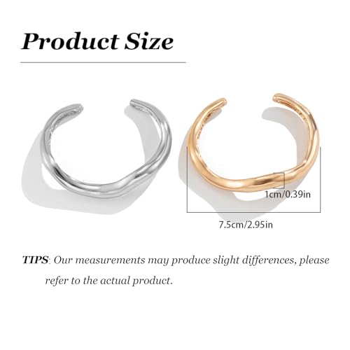 Frodete Chunky Gold Bangles for Women Non Tarnish Chunky Wide Cuff Bracelets Silver Cuff Bangle Bracelet Trendy Statement Minimalist Jewelry Gifts - color: A31:gold and silver bangles