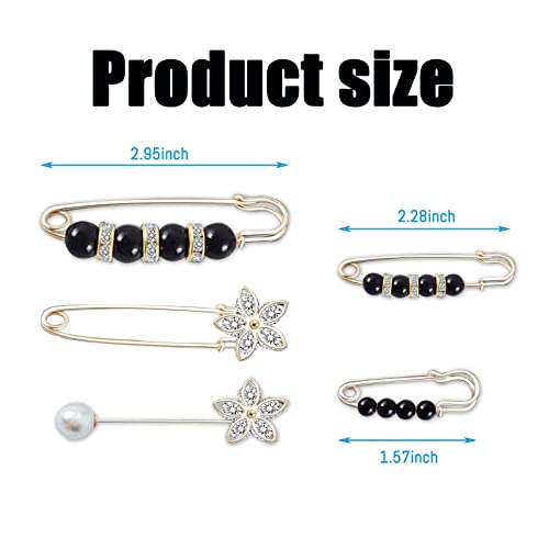 Fashion Pearl Brooch, Sweater Shawl Pearl Pin, Elegant and Fashionable | Enhance your Temperament, Suitable for a Variety of Occasions to Wear, Black - color: Black