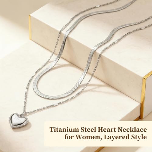 Double Layer Necklace for Women Trendy Layered Jewelry Adjustable Chain Necklace for Daily Wear and Special Occasions - color: Silvery