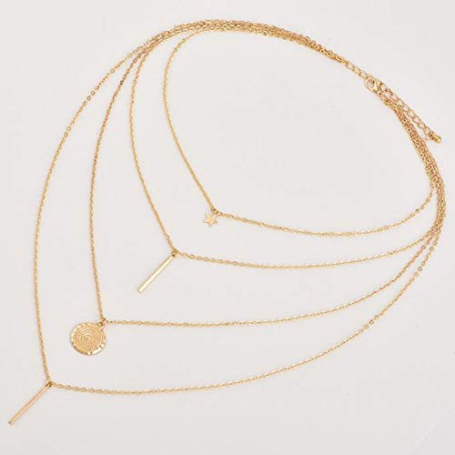 Bohemia Layered Choker Necklace Star Choker Gold Coin Necklace Bar Pendant Necklace Lariat Y Necklace