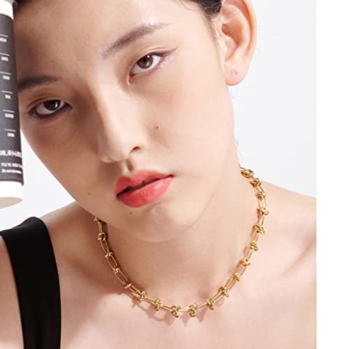 Jude Jewelers Stainless Steel Knotted Braid Chain Classical Plain Collar Choker Necklace - color: Gold