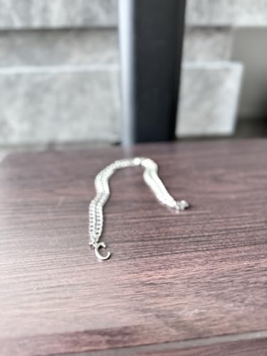 Stainless Steel Initial A-Z Necklace for Men Women,Cuban Chain,Titanium Steel Initial Letter Pendant Charm Necklaces Accessories Jewelry for Woman Man,21 Inch Chain - color: C