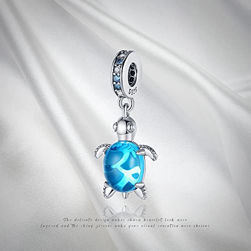 Pandach Animal Charm Bead fits Charms Bracelets for Woman-925 Sterling Silver Dangle Pendant Bead,Jewelry Beads Gifts for Women Bracelet&Necklace - style: Blue Turtle charm