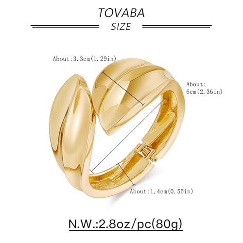 Chunky 14k Gold Cuff Bracelets for Women - Non Tarnish Teardrop Bangle Multi-layer Cross Wire Open Bracelets - color: Golden 12