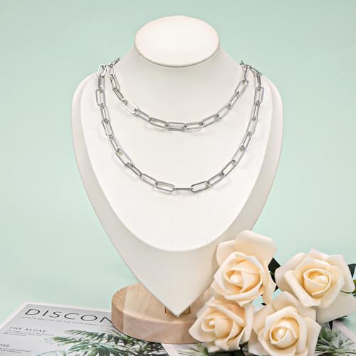 UMAOKANG 6.6 Feet Stainless Steel Chains for Jewelry Making Paperclip Link Craft Chain Roll with Jump Rings and Lobster Clasps - color: Paperclip Silver