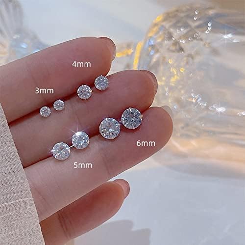 Limerencia Hypoallergenic G23 Pure F136 Implant Grade Titanium Earrings | 20G Flat Back Studs with CZ, Available in Round, Princess-Cut, Square & Ball, Earrings for Women and Men with Sensitive Ears - style: 3mm Cubic Zirconia