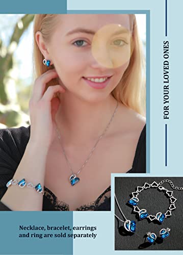 Leafael Infinity Love Women's Adjustable Crystal Heart Ring with Birthstone Crystals Healing Stones, Jewelry Gifts for Women, Birthdays Valentine's Day, Silver-Tone, Open End, Size 6.5-8 - color: 10a-September-Imagination-Bermuda Blue