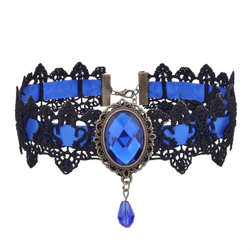 CSIYANJRY99 Gothic Choker Necklace for Women Halloween Red Crystal Vampire Choker Steampunk Lace Choker Witch Costume Accessories - style: Gothic