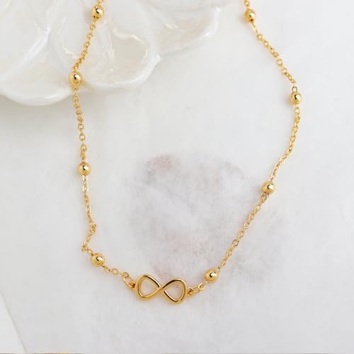 Sonateomber Gold Waterproof Ankle Bracelets for Women, Dainty Cute Adjustable Foot Non tarnish Anklets Summer Beach Jewelry Gifts - color: Inifinity