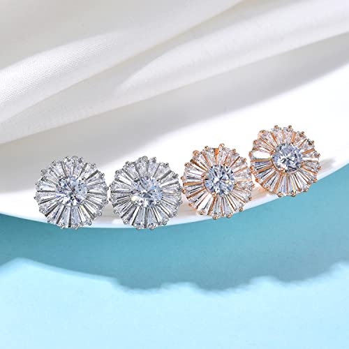 Clip on Earrings Women, 14K Gold Hoop Clip-On Earrings for Women, Hypoallergenic Non Pierced Croissant Earrings - color: White Gold Halo