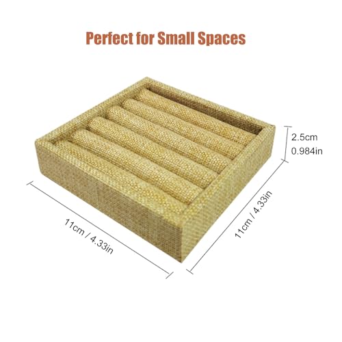SCIKHETF Velvet Ring Earrings Studs organizer Tray Small Ring Insert Display Tray 5 Slots Stackable (Linen) - color: Linen