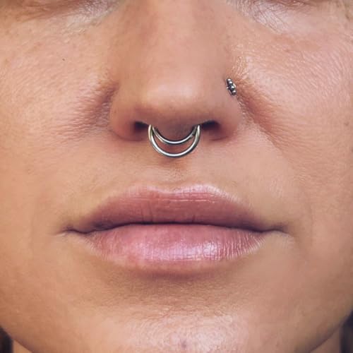 16G Septum Ring Hinged Septum Clicker Nose Ring Septum Piercing Jewelry - color: Circle-gold, size: 10mm