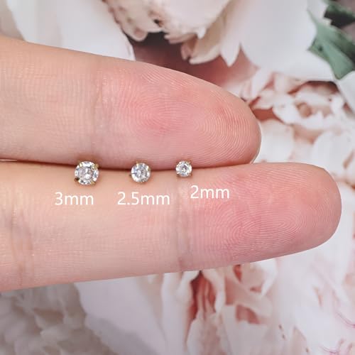 DAI JY 20G Threadless Flat Back Earrings hypoallergenic Titanium Small Stud Earrings Push-In CZ Nose Studs for Women Men Labret Cartilage Helix Conch Medusa Monroe Tragus Piercing Jewelry - color: Gold, size: 20g-2mm