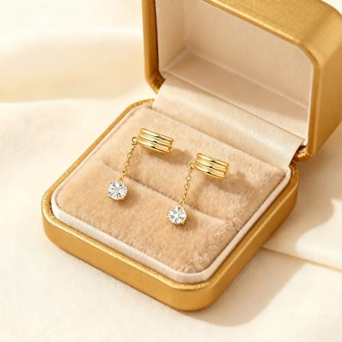 Ear Cuff Stud Earrings for Women Tassel Drop Dangle Hoop Clip Earrings Trendy Chain Climber Crawler Earrings Cubic Zirconia Huggie Hoop Cartilage Earring Fashion Jewelry Birthday Party - color: AG
