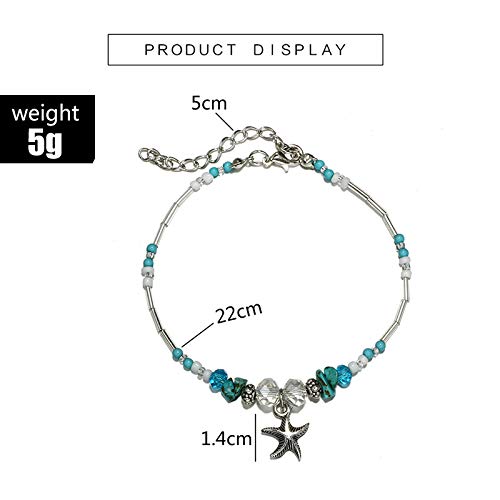 Softones Blue Starfish Turtle Anklet Multilayer Charm Beads Sea Handmade Boho Anklet Foot Jewelry for Women - style: I:Star 1