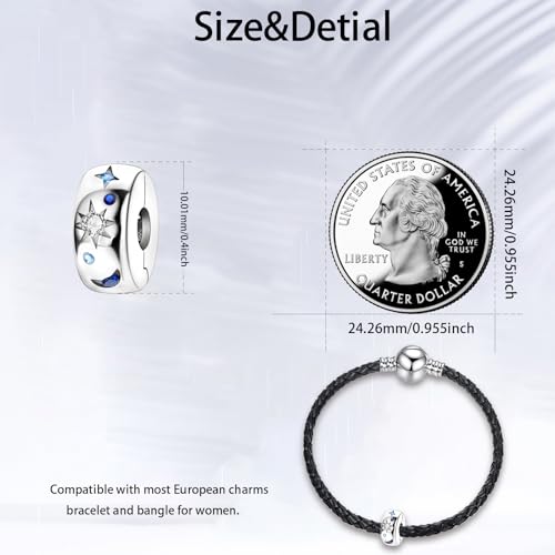 Moon Star Clip Spacer Charm Lock Stopper Bead for Pandora Bracelet Present