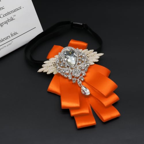Big Rhinestone Bow Ties,Bowtie Pre-Tied Bowties Men Women | Suit for tuxedo party wedding - color: Orange