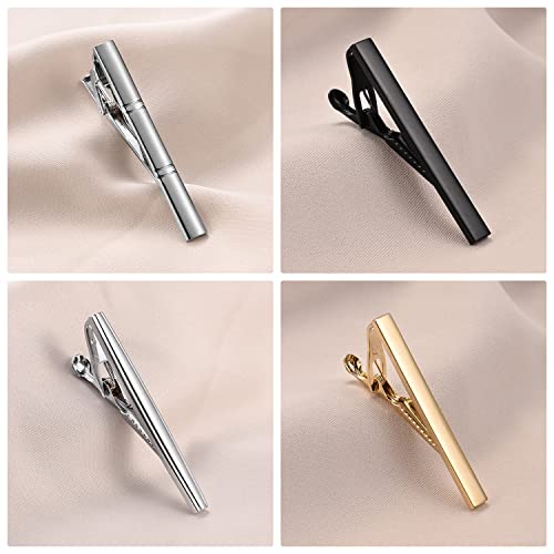 wynameleri Tie Pins for Men Silver Black 3 Pcs 10 PCS Short Tie Clip Set 2.3, 2.4 Inch Business Shirt Necktie Pinch for Men - color: T0310006