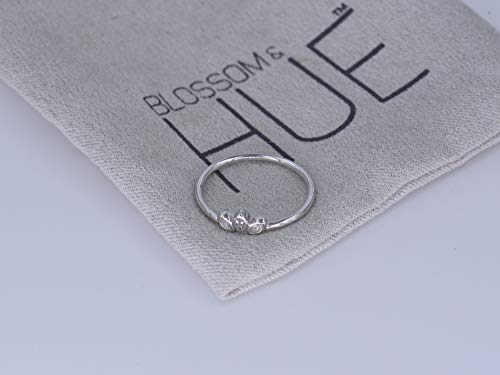 Sterling Silver Delicate Dainty Ring for Stacking Three-Stone Marquise Ring - color: Rhodium Plating - White