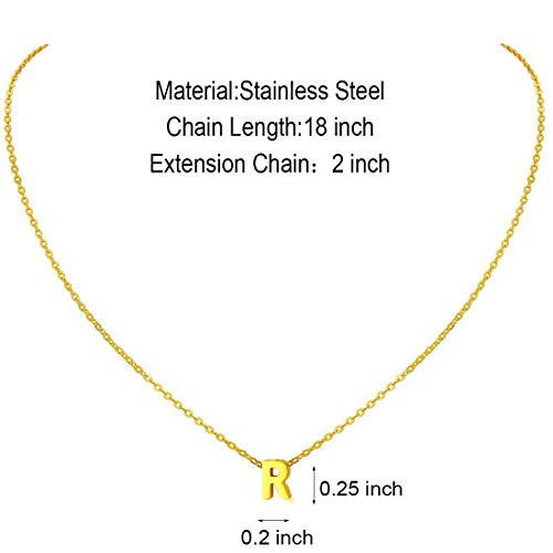 MOMOL Tiny Initial Necklace 18K Gold Plated Small Letter Necklace Personalized Name Necklace for Women - color: Gold R