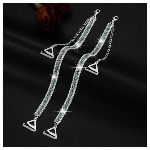 1Pair Silver Rhinestone Bra Straps,Multi-layered Rhinestones Bra Shoulder Chain,Crystal Lingerie Straps Jewelry,Wedding Bridal Rhinestone Underwear Chain for Women Dress - color: Green