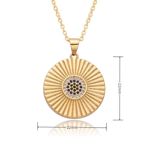 Dainty Necklace Initial Necklace For Women Round Moon star Clover Pendant Chain Coin Necklaces - color: I