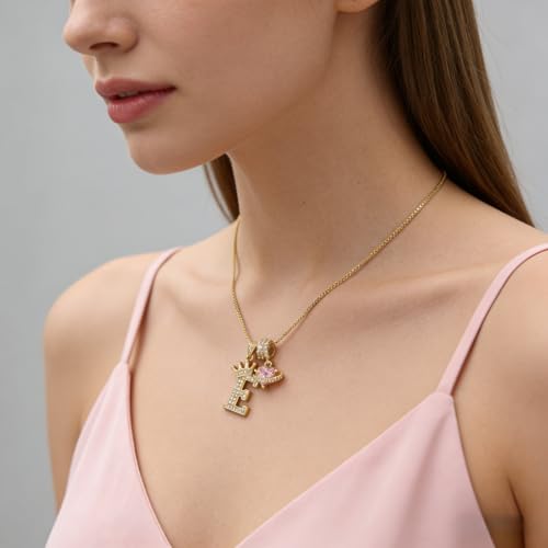 18K Gold & Silver Plated Initial Necklaces for Women - color: E-Gold