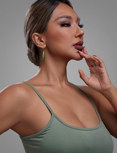 Oval Drop Earrings for Women, Long Thread Dangle Earrings, Colorful lightweight aluminum alloy, Suitable for Jewelry Gifts and Valentine's Day - color: Light green