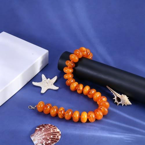 CSIYANJRY99 Chunky Beaded Necklace for Women, Large Colorful Resin Beads Statement Necklace, Boho Summer Beach Vacation Jewelry Gifts - color: Orange