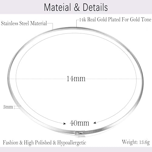 Sanfenly Choker Collar for Women 14K Gold Plated Silver Stainless Steel Metal Collar Choker Necklace Statement Open Cuff Bangle Necklace for Women - style: Classic Silver