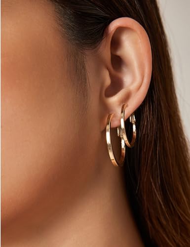 FAN&LOUIS Clip On Hoop Earrings Women,14K Gold Women's Clip-On Earrings Large Hoops Trendy for Non-Pierced Ears Lightweight 2026 - style: 30mm and 40mm