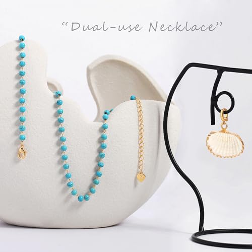 Aobei Pearl 18K Gold Plated Pendant Necklace for Women Dainty Gold Chain Choker Love Heart Disc Coin Pearl Cross Toggle Jewelry - style: Removeable Shell Pendant