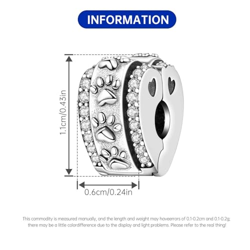 Spacer Stopper Beads for Bracelets & Necklaces, 925 Sterling Silver Beads | Smooth & Pave Cubic Zirconia (White, Blue, 18K Gold Plated) | Anti-Slide Separator Charms S925 Women Jewelry - color: 2Pcs Paw Stopper