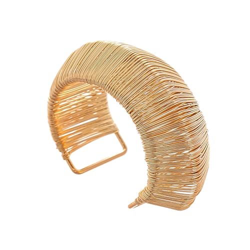 Chunky Cuff Bracelets for Women Wide Gold/Silver Cuffs Bangle Hollow Out Adjustable Bracelets Punk Vintage Jewelry - style: U-Gold A