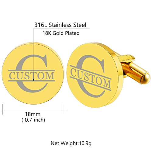 Custom4U Custom Photo Cufflinks for Men Father of the Bride Gifts - color: D-Initial+Name-Gold