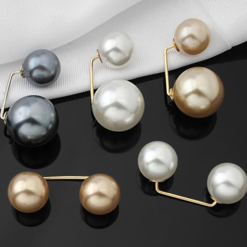 8pcs Faux Pearl Brooch Pins Women Safety Pins Lapel Decorations Anti-emptied Collar Corsages for Sweater Dress Shirt Shawl Clips