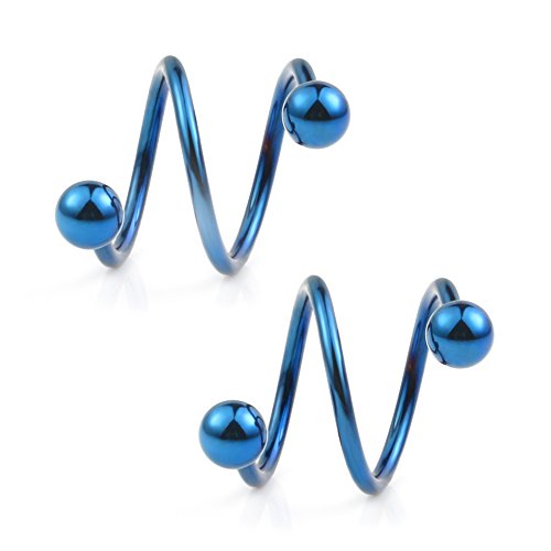 Ruifan 16G Stainless Steel Double Twist Ear Plug Earring Spiral Helix Stud Lip Ring Body Piercing Jewelry 8mm 10mm - style: 6Pairs - 10mm Mix Color