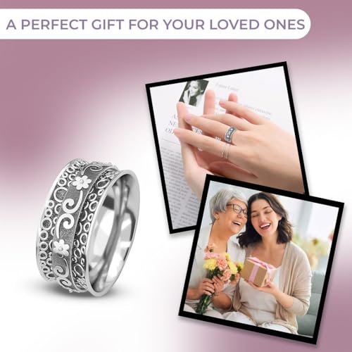 Shop LC 925 Sterling Silver Fidget Spinner Ring for Women - color: Garden