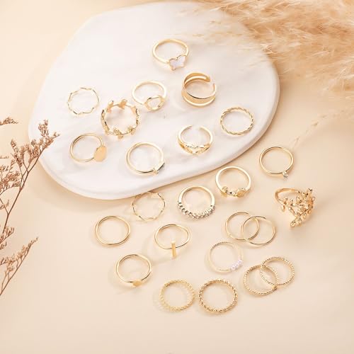 FUTIMELY Boho Retro Stackable Rings Sets for Women Knuckle Joint Finger Knuckle Nail Ring Sets Moon Stars Stack Preppy Statement Rings Cute Trendy Stuff Jewelry - style: F-6