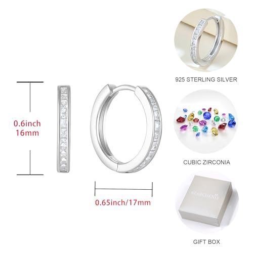 Starchenie Huggie Hoop Earrings for Women 925 Sterling Silver Princess Cut Birthstones Jewelry Gift - color: 04-Diamond-Apr